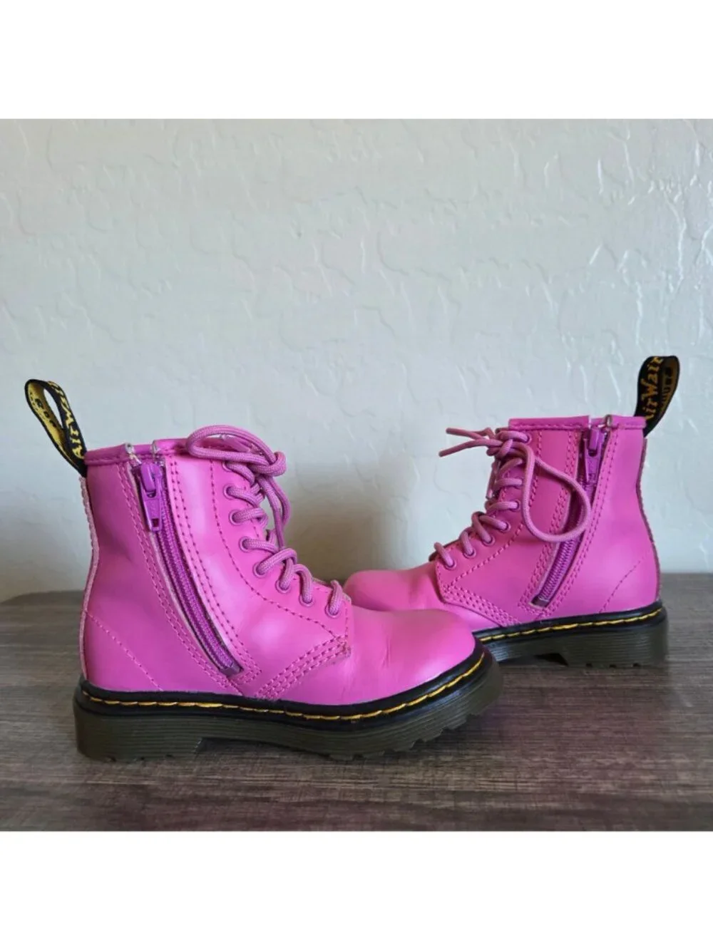 Dr. Martens Kids 1460 Combat Ankle Boots Thrift Pink Toddlers 7 Lace-Up Side Zip